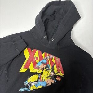 VTG Marvel Comics Wolverine Fleece Hoodie Size Youth XL (14-15) Black Y2K Retro